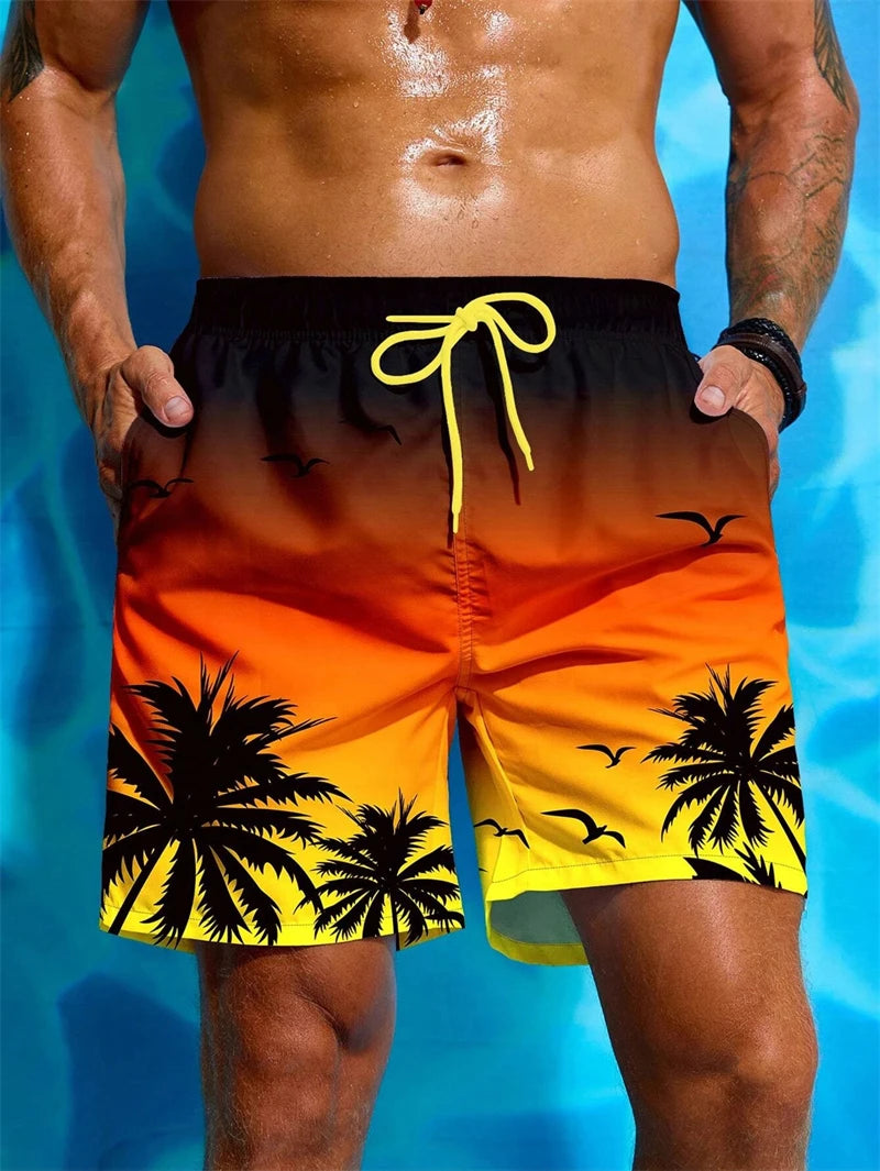 Blue Flow | Men’s Palm Graphic Board Shorts – Chill in Island Style 🌴🩳
