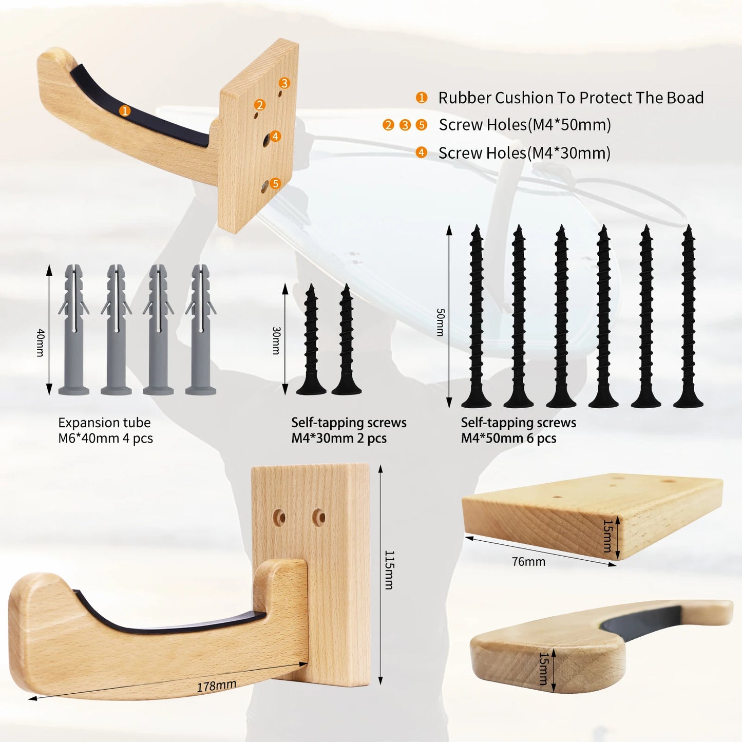 Blue Flow | Wall-Mounted Surfboard Rack