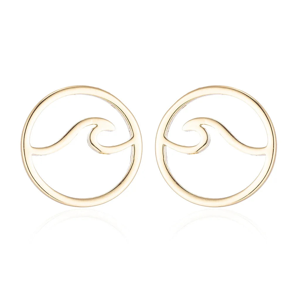 Blue Flow | Sea Wave Geometric Stud Earrings