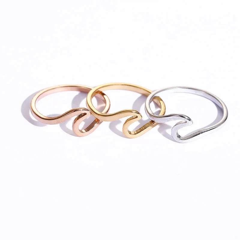 Blue Flow | Sea Wave Stainless Steel Ring