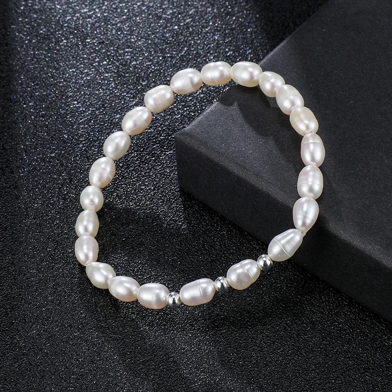 Blue Flow | Elegant Natural Freshwater Pearl Bracelet ✨