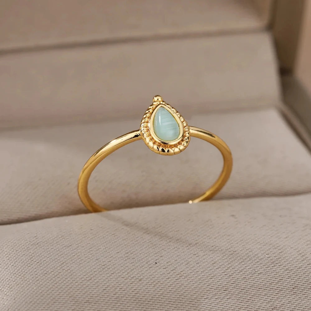 Blue Flow | Elegant Opal Water Drop Ring
