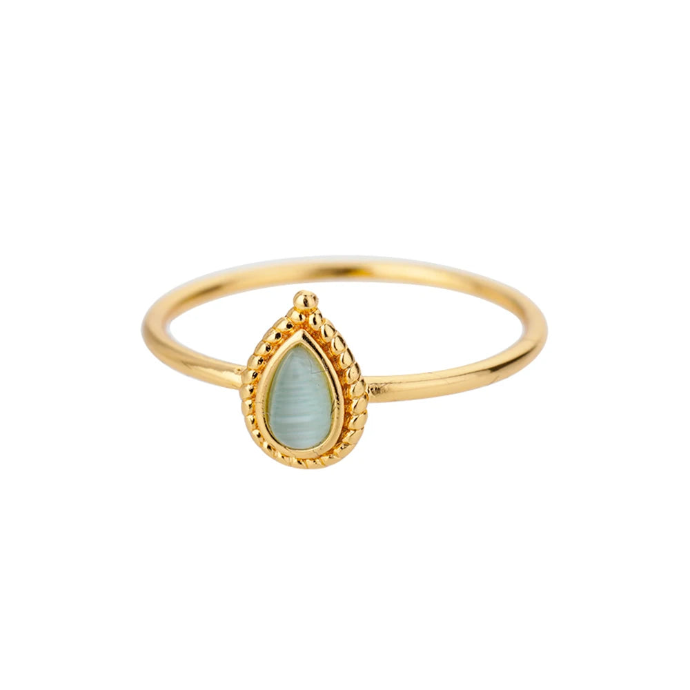 Blue Flow | Elegant Opal Water Drop Ring