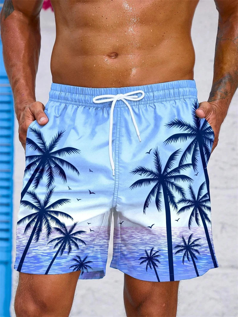 Blue Flow | Men’s Palm Graphic Board Shorts – Chill in Island Style 🌴🩳