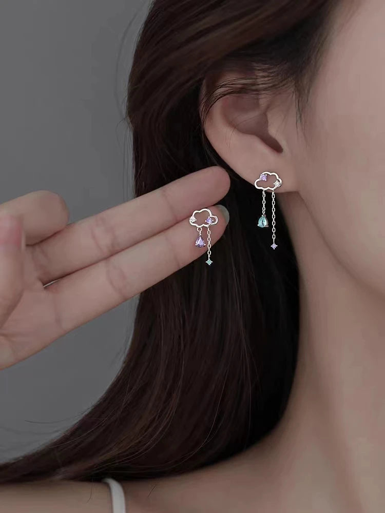 Blue Flow | Korean Cute Water Drop Crystal Earrings ๐งโจ