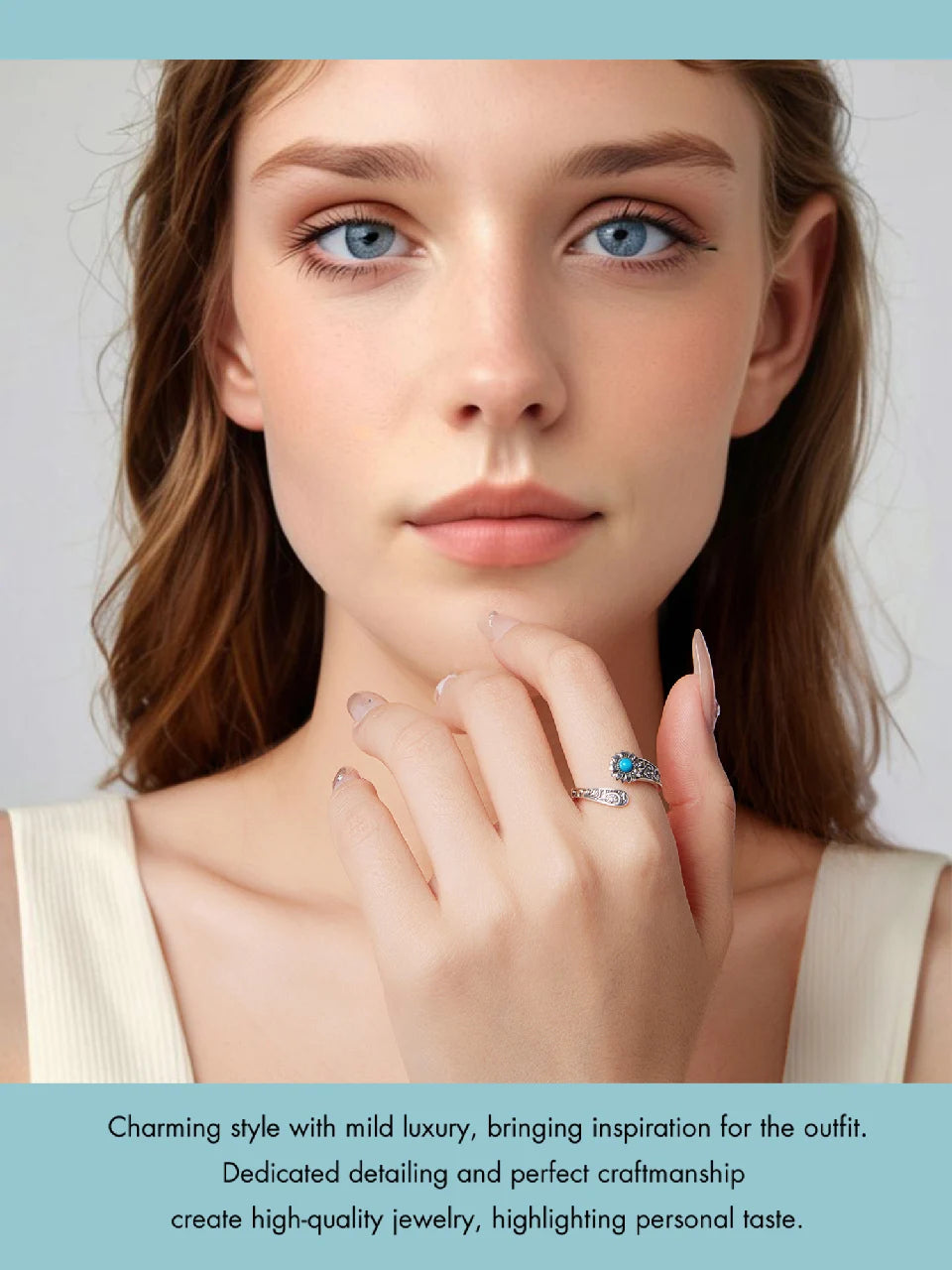 Blue Flow | WOSTU Vintage Turquoise Sunflower Ring π»