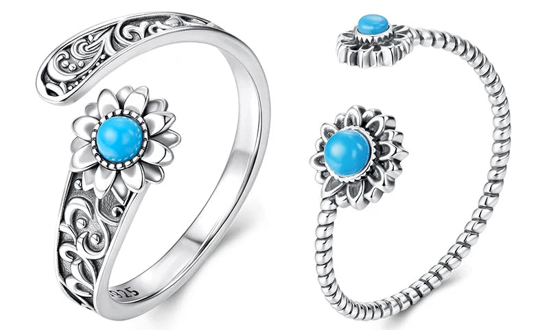 Blue Flow | WOSTU Vintage Turquoise Sunflower Ring π»