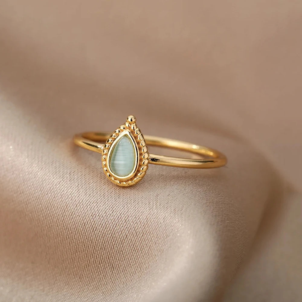 Blue Flow | Elegant Opal Water Drop Ring