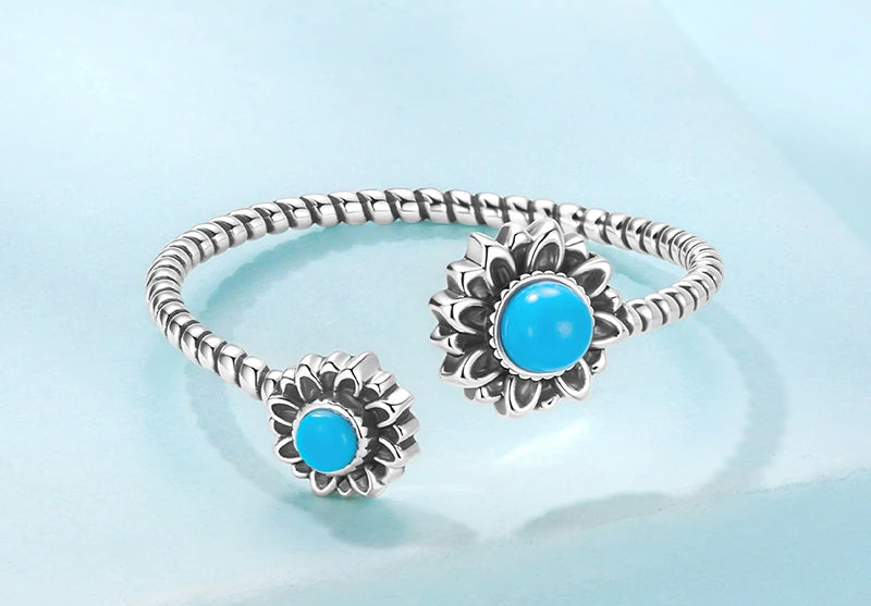 Blue Flow | WOSTU Vintage Turquoise Sunflower Ring π»