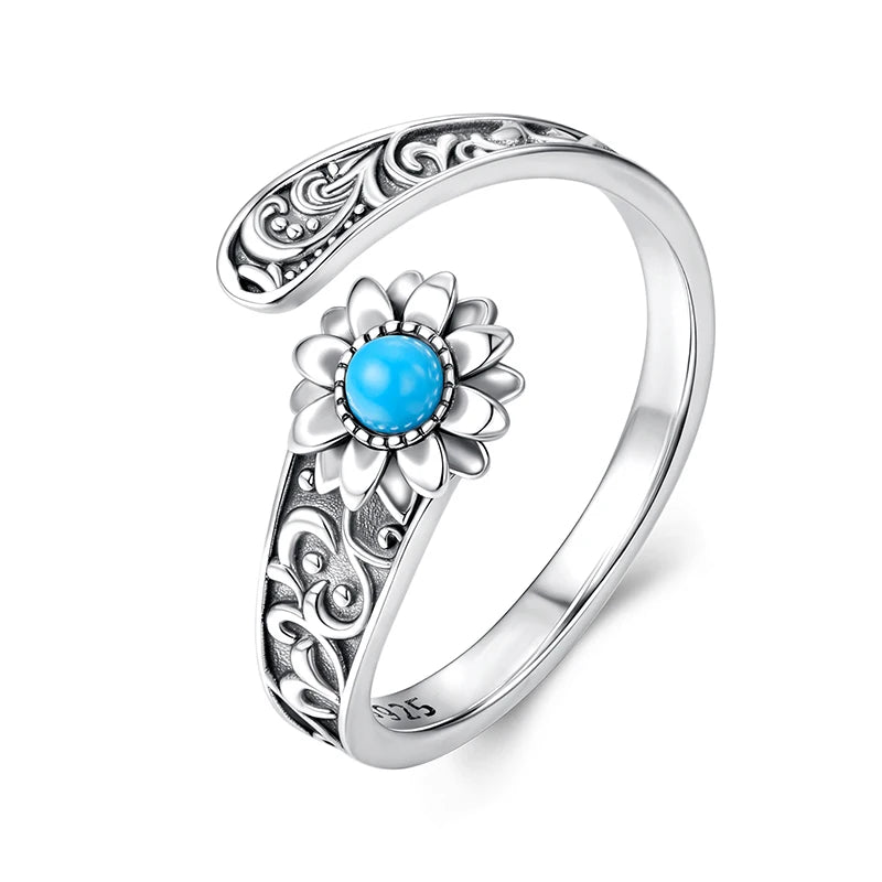 Blue Flow | WOSTU Vintage Turquoise Sunflower Ring π»