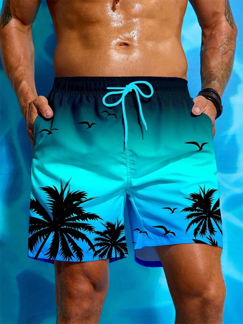 Blue Flow | Men’s Palm Graphic Board Shorts – Chill in Island Style 🌴🩳