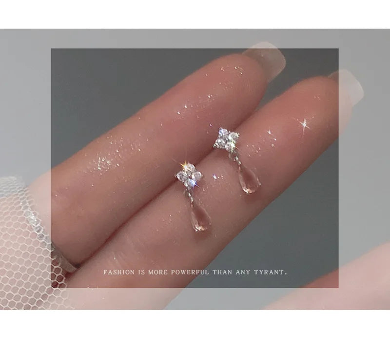 Blue Flow | Korean Cute Water Drop Crystal Earrings 💧✨