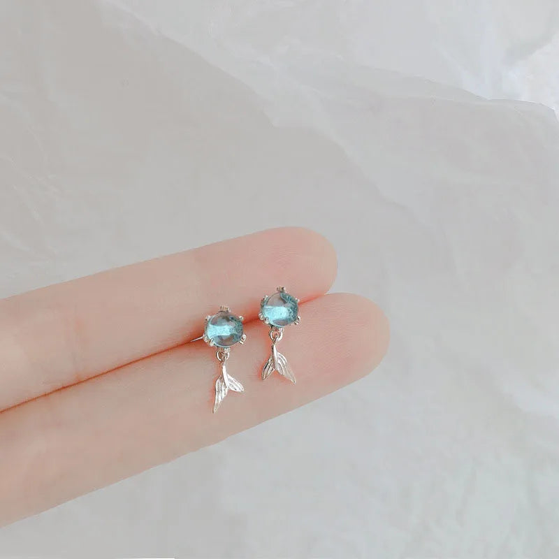 Blue Flow | Korean Cute Water Drop Crystal Earrings 💧✨