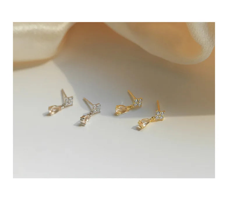 Blue Flow | Korean Cute Water Drop Crystal Earrings 💧✨
