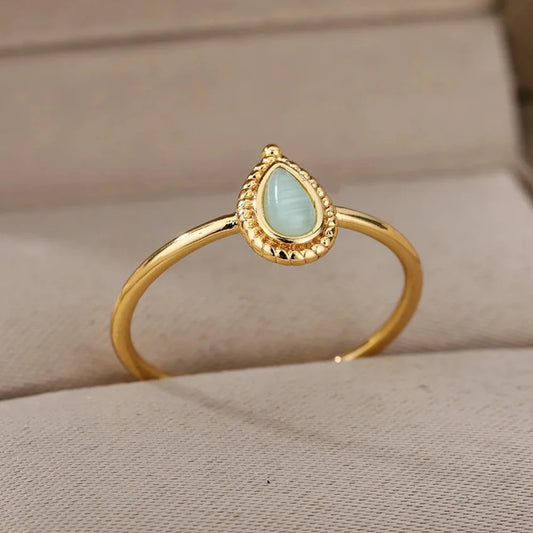 Blue Flow | Elegant Opal Water Drop Ring