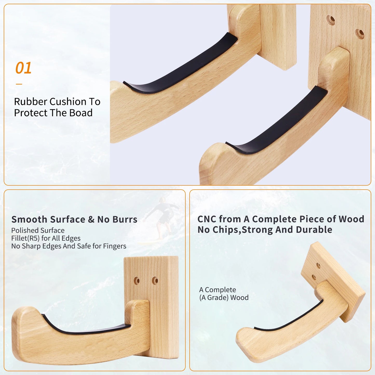 Blue Flow |  Wall-Mounted Surfboard Rack