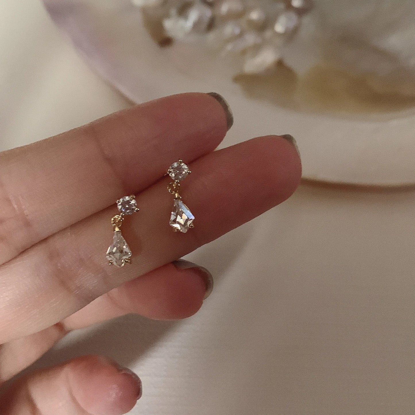 Blue Flow | Korean Cute Water Drop Crystal Earrings 💧✨